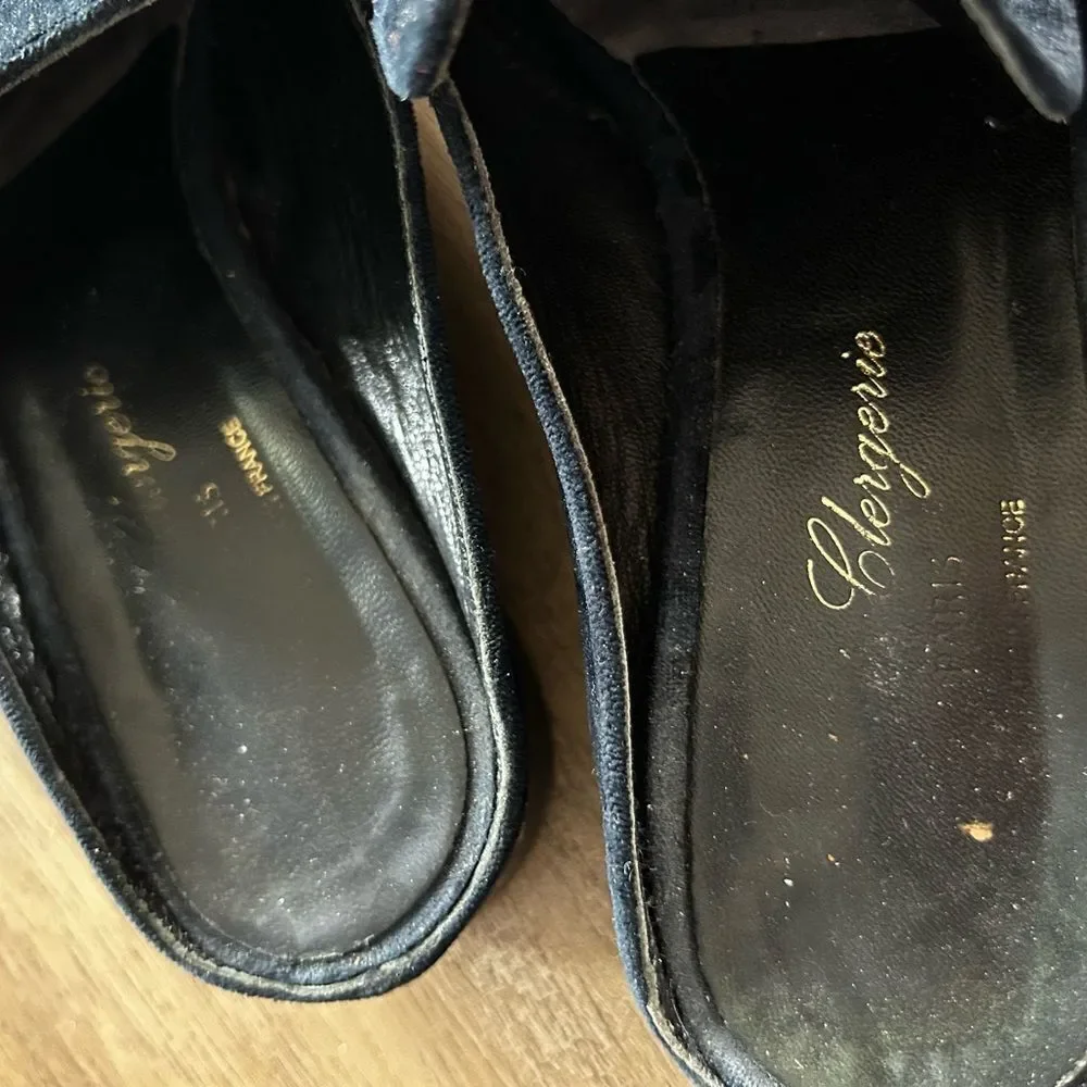 Clergerie black velvet slides 37